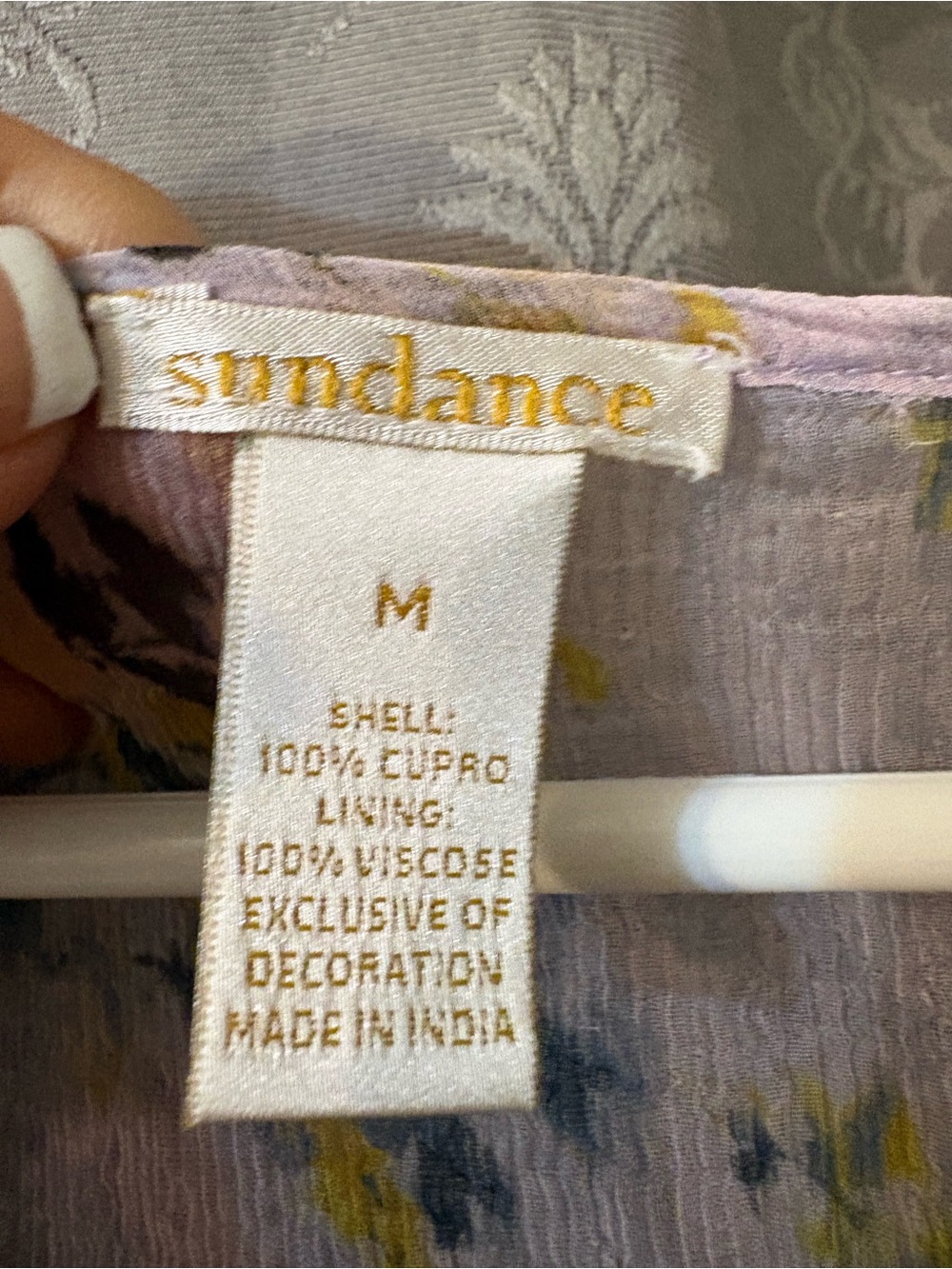 Sundance Lavender Floral Tiered Midi Dress with Yellow Accents - Picture 5 of 8